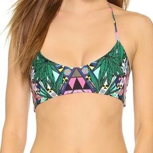 Mara Hoffman Maristar Reversible Crisscross Geometric Print Bikini Top M Green